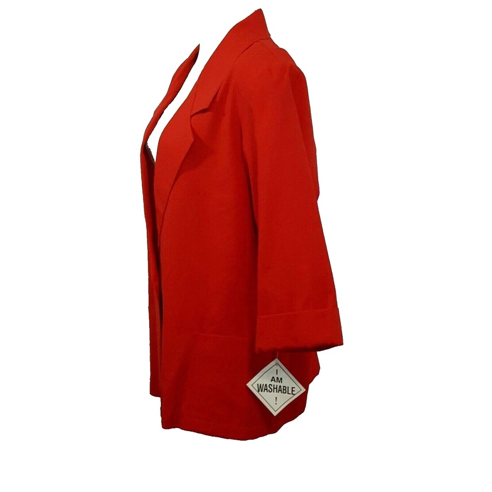 Joanna Blazer Womans Size 20W Vintage 80s Boxy Red 3/4 Sleeve 1 Button Made USA